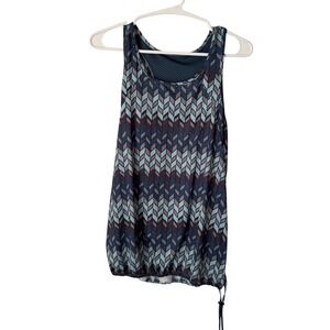 TEMA Athletics‎ Womens Blue Chevron Mesh Back Drawstring Hem Tank Top Size M